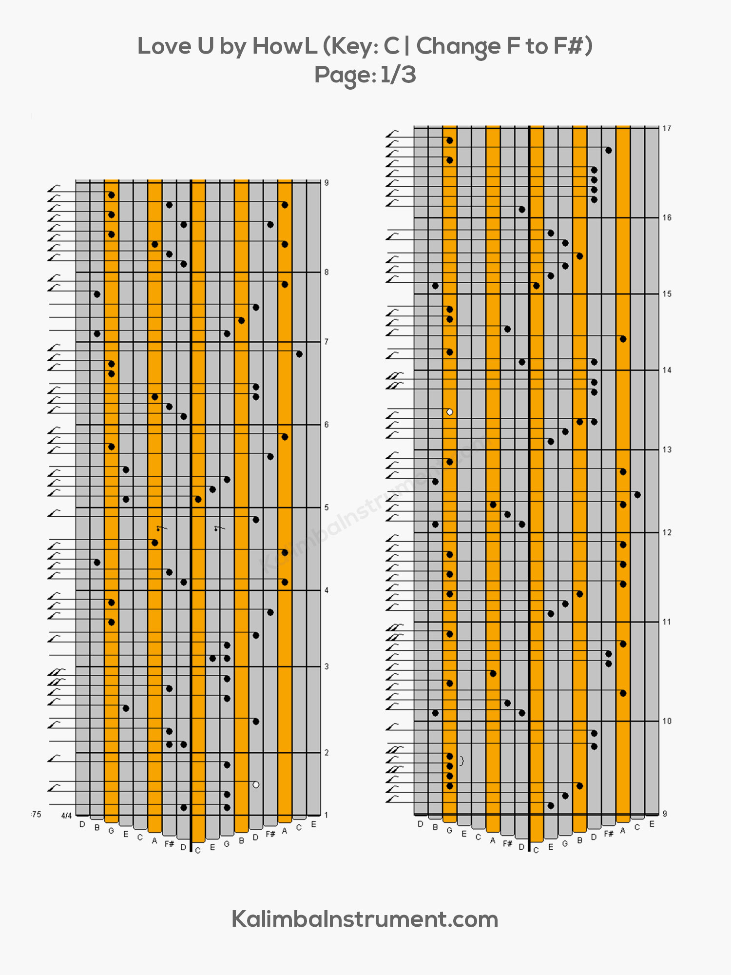 Love U Kalimba Notes